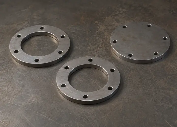 Flanschplatte rund – Beispielbild für individuell gefertigten Metallzuschnitt