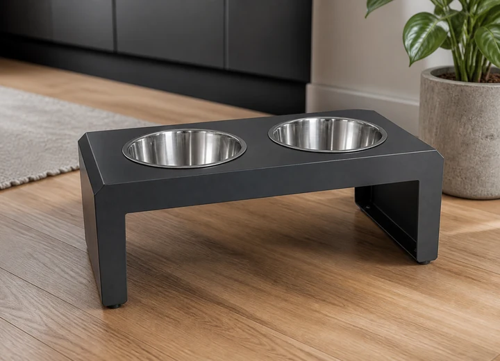 Futterbar Hund Doppelnapf – Beispielbild für individuell gefertigten Metallzuschnitt