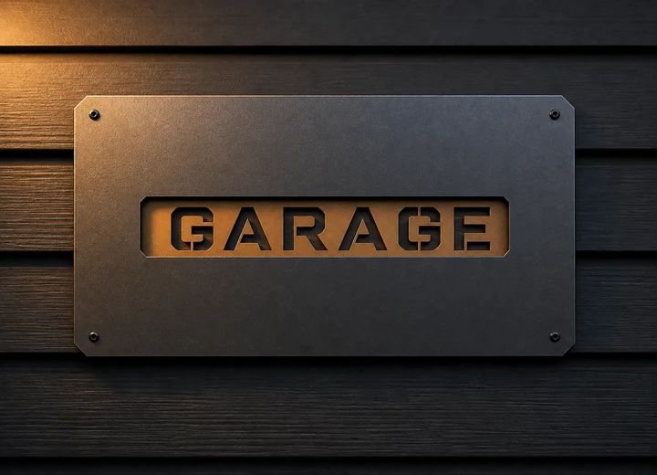 Garagenschild personalisiert – Beispielbild für individuell gefertigten Metallzuschnitt