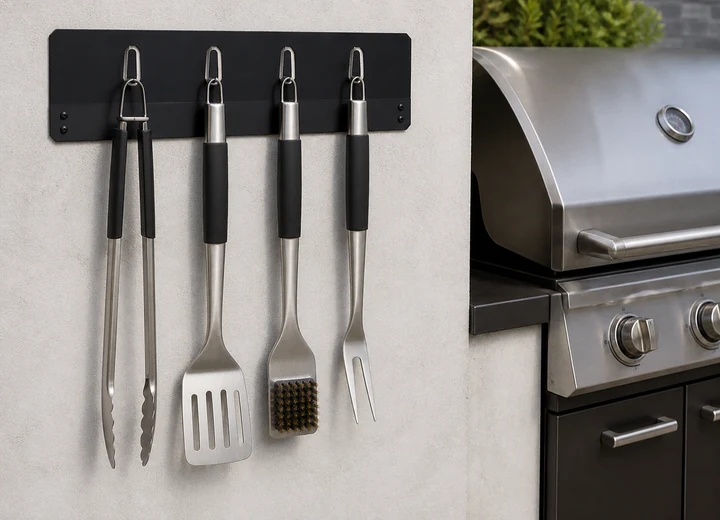 Grillbesteck-Wandhalter – Beispielbild für individuell gefertigten Metallzuschnitt