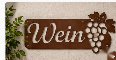 Weinschild / Dekoschild – Beispielbild für individuell gefertigten Metallzuschnitt